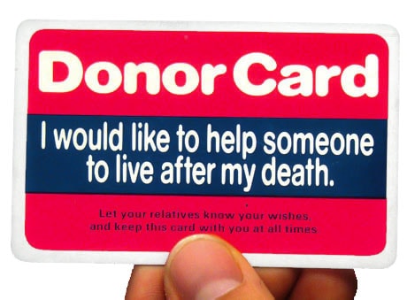 Organ donor card